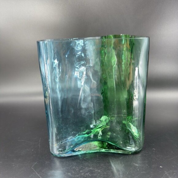 Southern Living Green Clear and Blue Art Glass Vase Abstract Shape Glass Vase - Picture 9 of 16